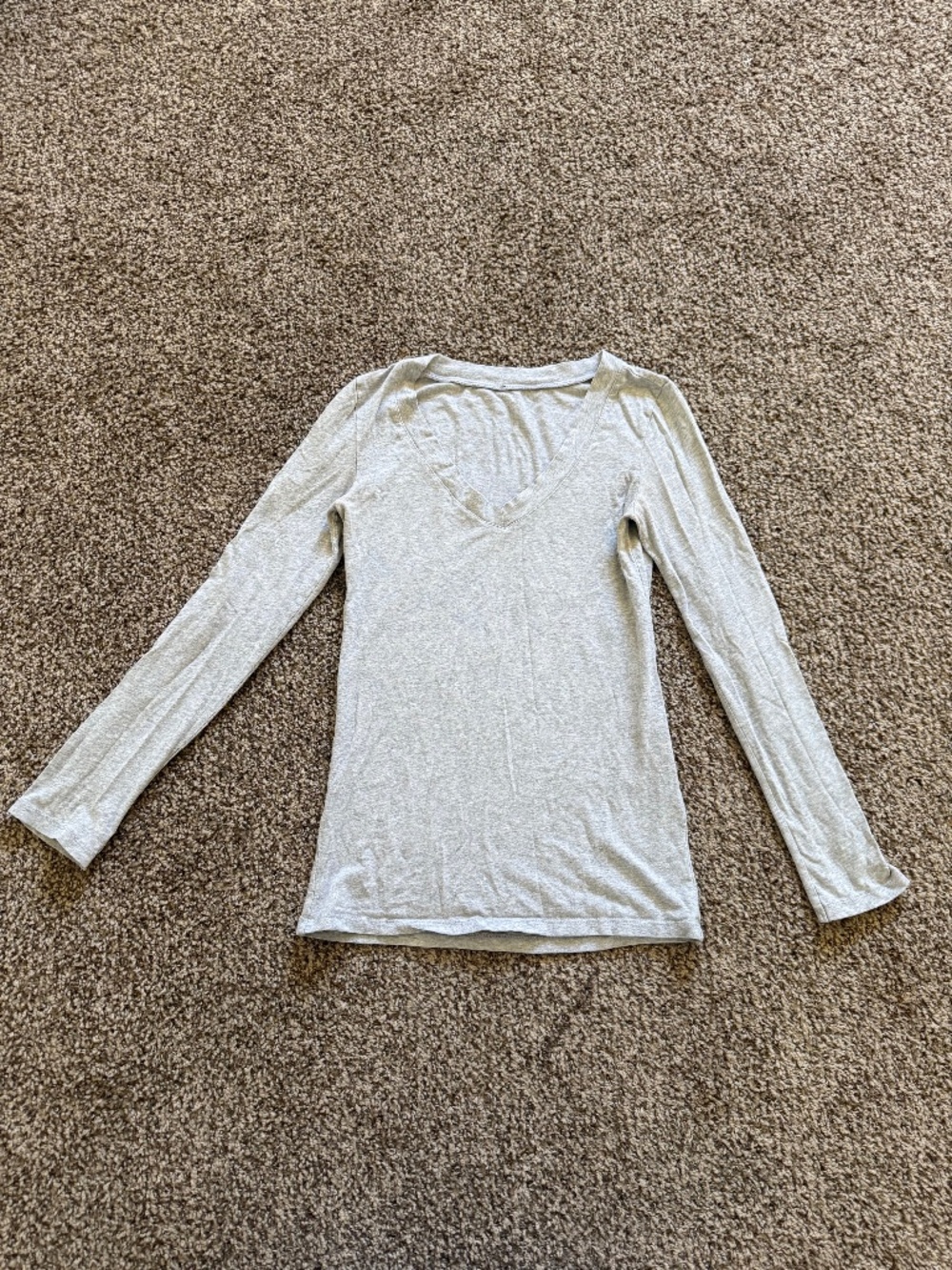 Light Grey V Neck Long Sleeve